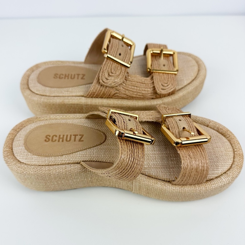 SCHUTZ Raffia Platform Slide Sandals - Picture 4 of 9